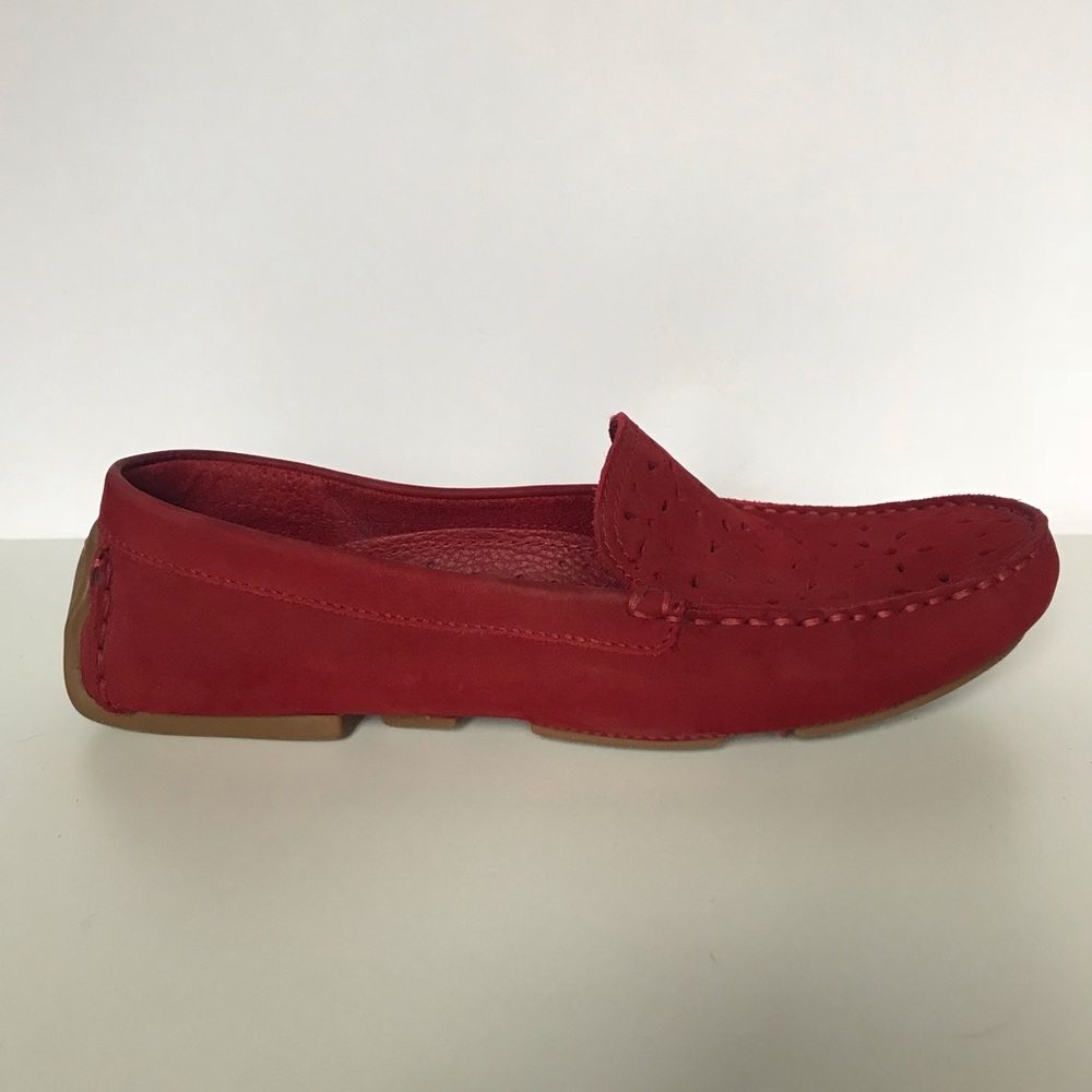 Suede Leather Red Woman’s Moccasin Shoes